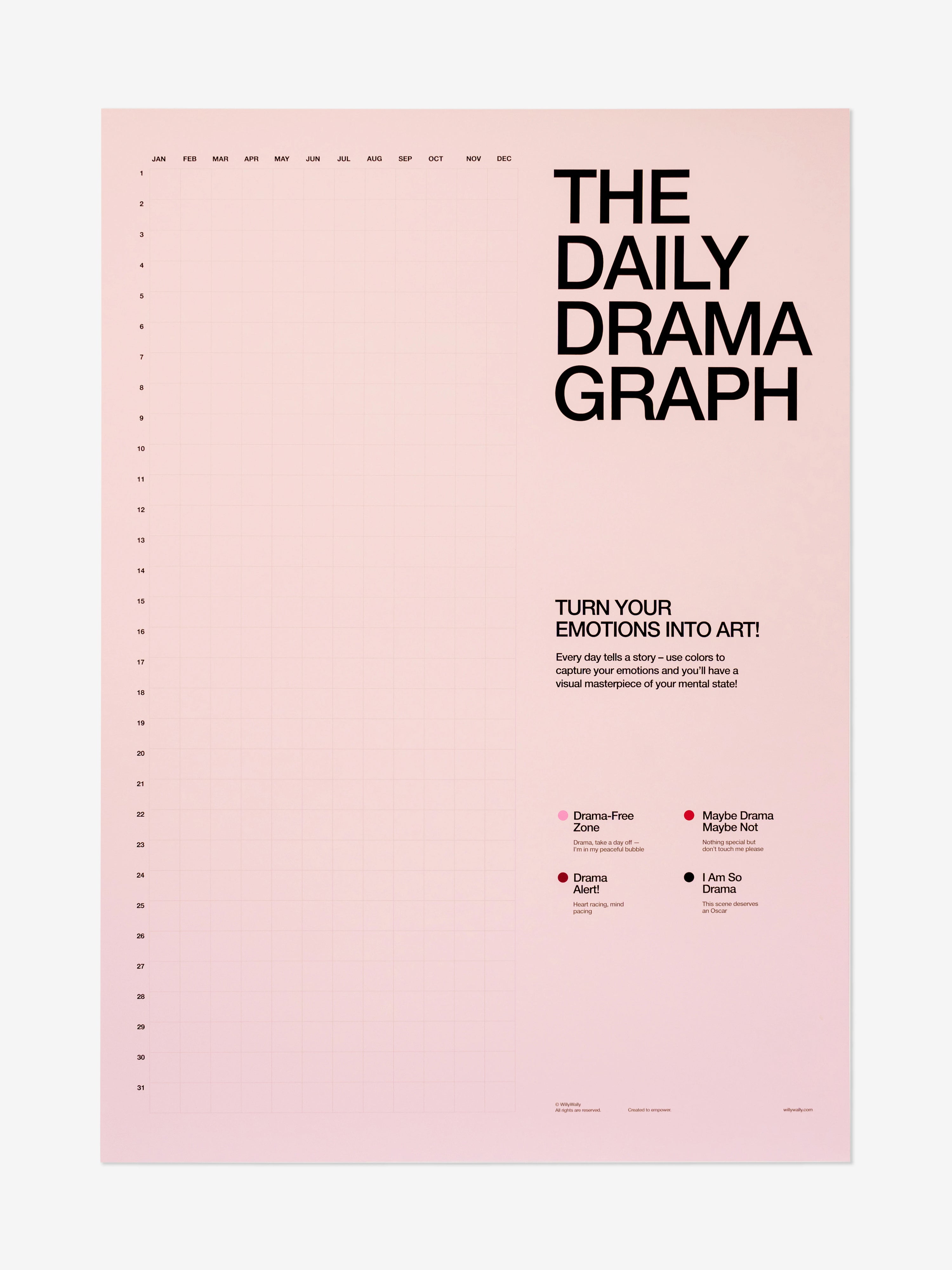 Pink notebook cover with 'The Daily Drama Graph' text on a white background