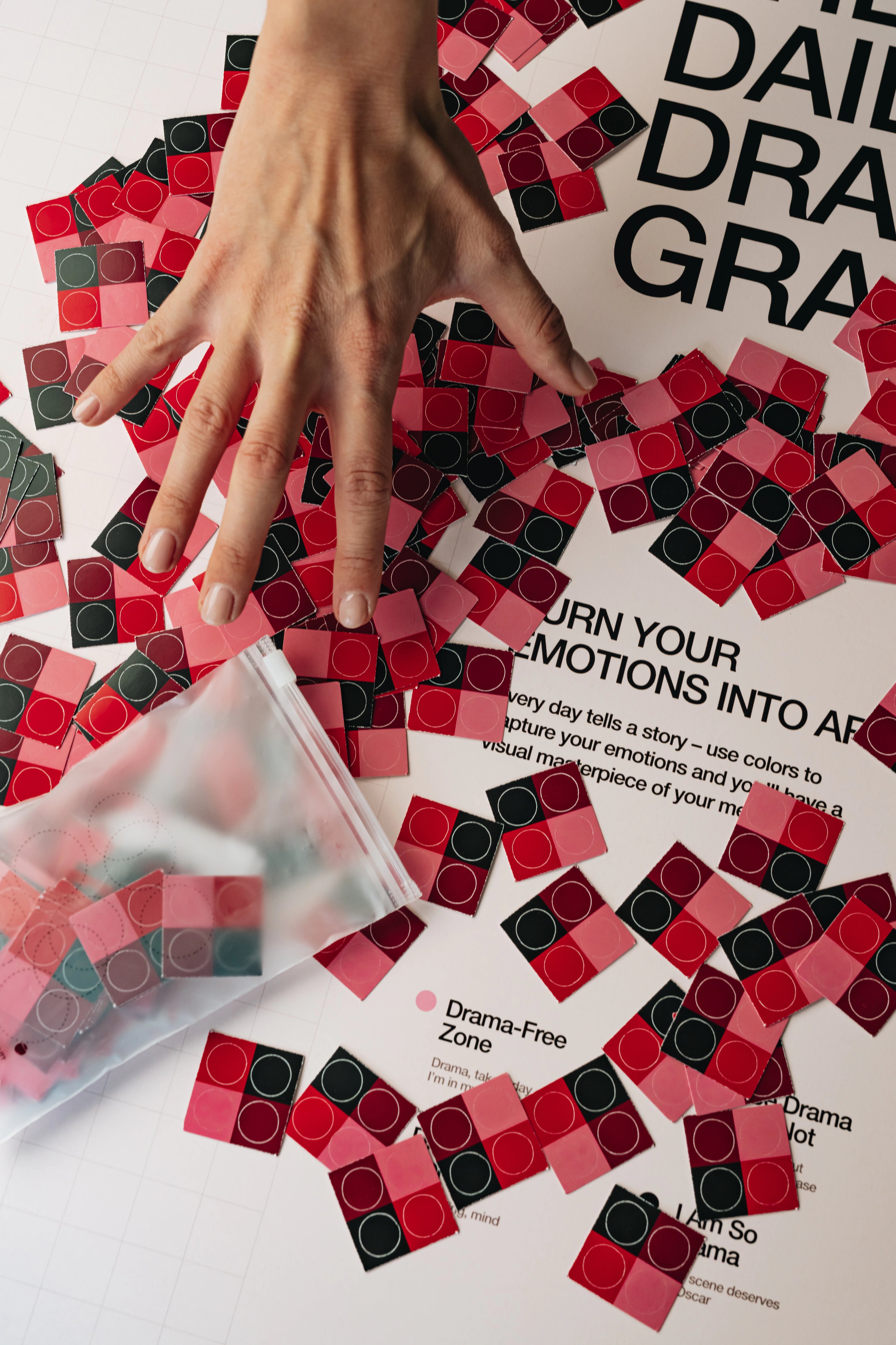 The hand with stickers on the Daily Graph poster